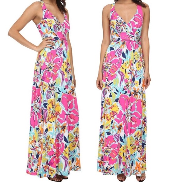 Lilly Pulitzer Dresses & Skirts - Lilly Pulitzer Amanda Besame Mucho Floral Halter Maxi Dress Size Small Vacation